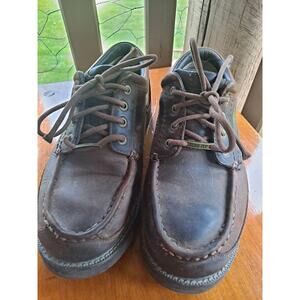 Cabelas Moc Toe Oxford Shoes mens 8 1/2 W Brown Leather Gumlite Waterproof